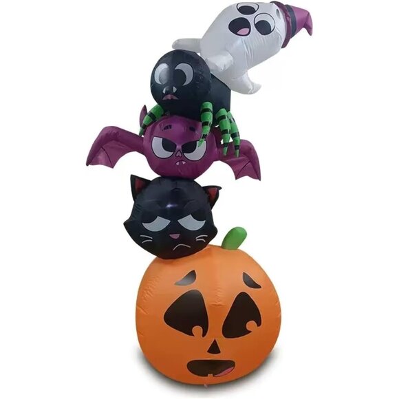 🆕Halloween Inflatable Stacked Pumpkin Ghost Cat Bat Outdoor Decoration Lights - Picture 1 of 1